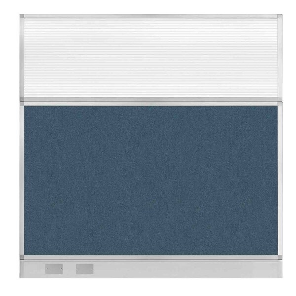 Hush Panel Cubicle Partition 6' x 6' W/ Window Caribbean Fabric Clear Fluted Window W/Cable Channel